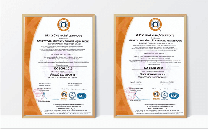Cấp Chứng Nhận ISO 9001:2015 và ISO 14001:2015 cho Công ty TNHH Sản... - Công ty TNHH Chứng nhận KNA