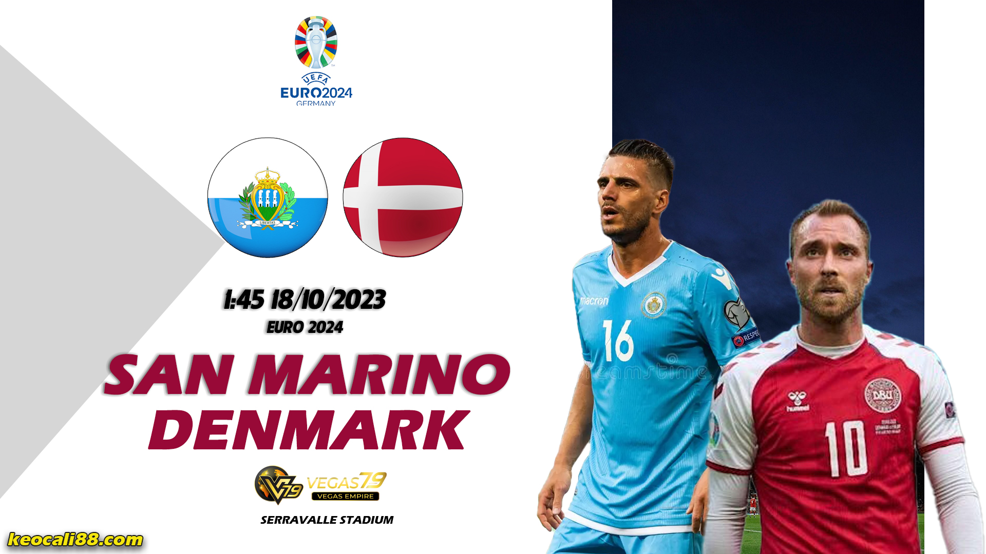 Soi kèo San Marino vs Đan Mạch 18/10 - Vòng loại Euro 2024