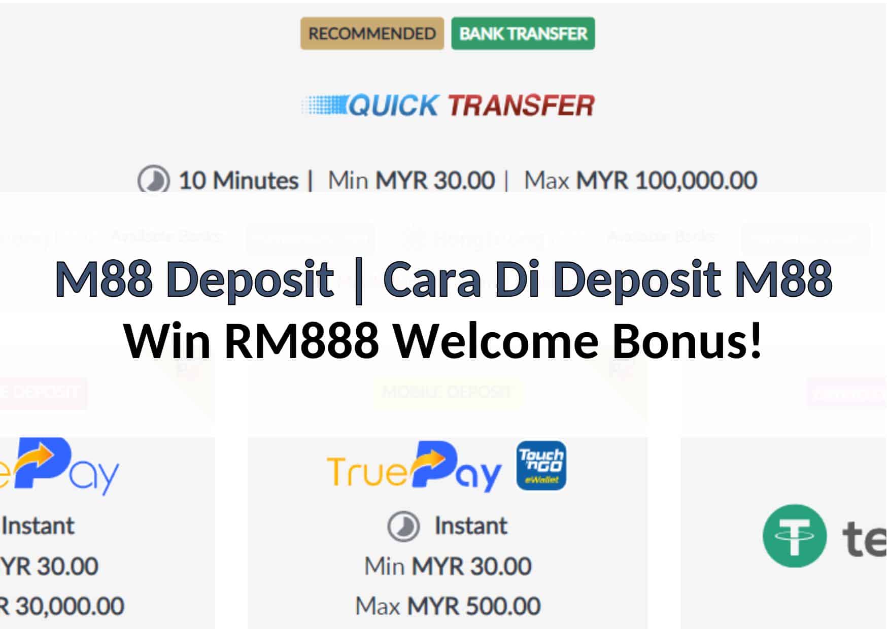 M88 Deposit | How to deposit M88 & win 188% bonus up to RM888